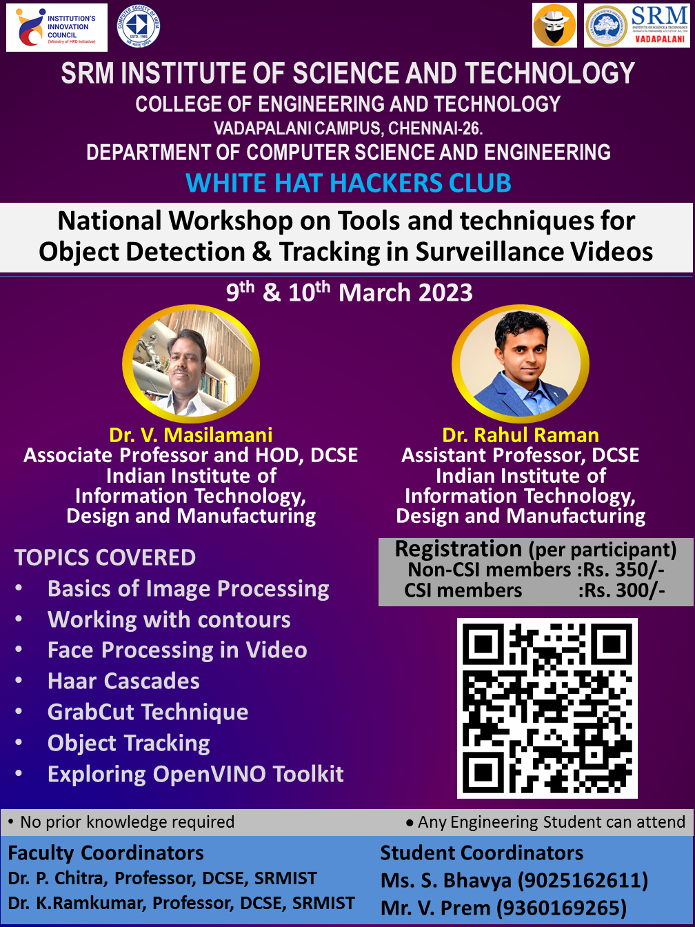 National Workshop on Image Detection and Tracking in Surveillance Videos 2023